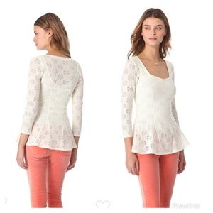 Free People Daisy Lace Godet Peplum Top